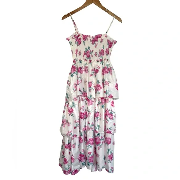 LoveShackFancy x Target Elise Floral Tiered Midi Dress Limited XS Pink White - Picture 5 of 8